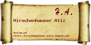 Hirschenhauser Aliz névjegykártya